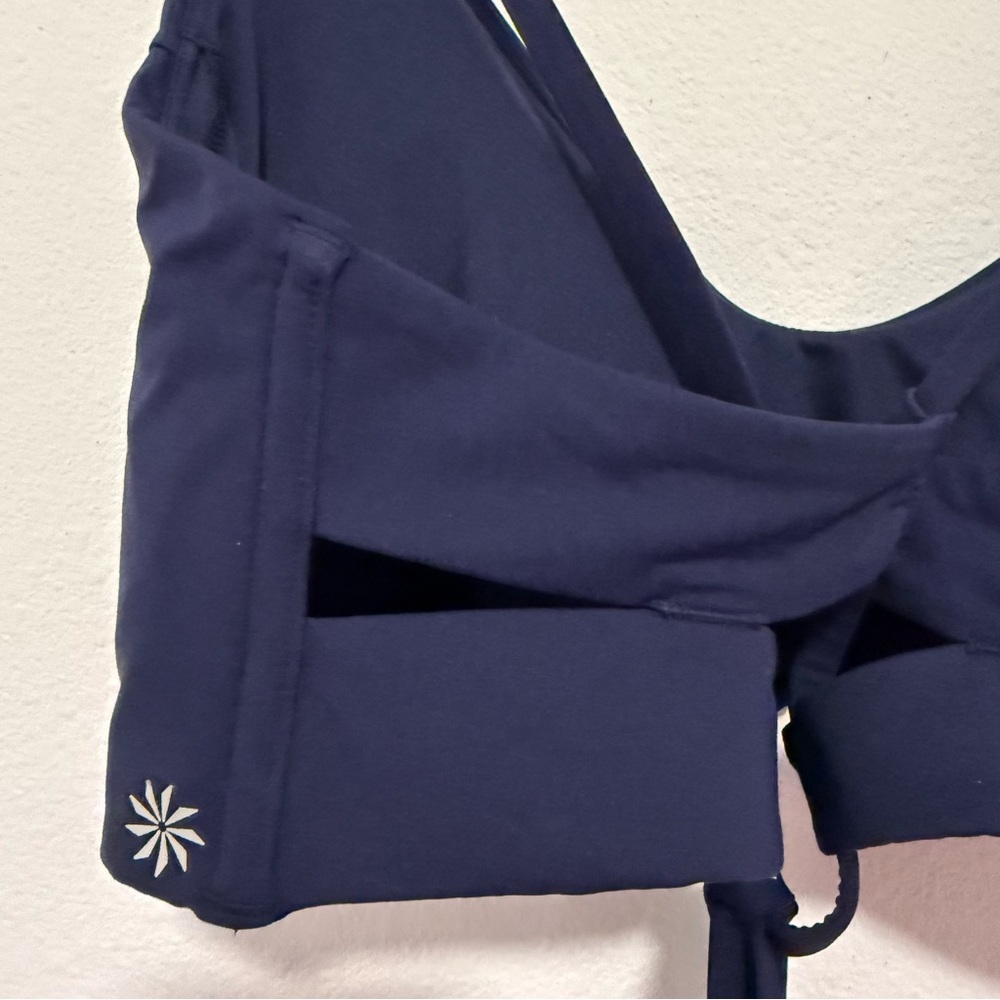 Athleta Triangle Bikini Top Strappy Back Adjustable Padded Navy Blue Size Large - Picture 6 of 8